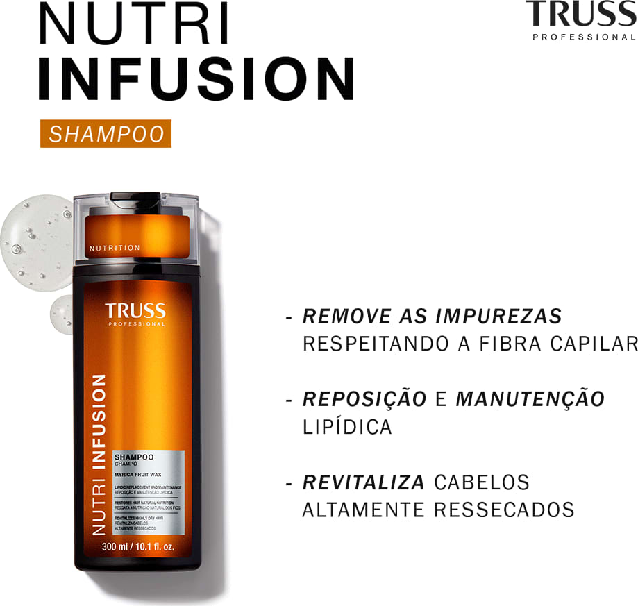 Shampoo Truss Nutri Infusion 300ml: Nutrição Profunda e Brilho para Cabelos Ressecados e Desidratados