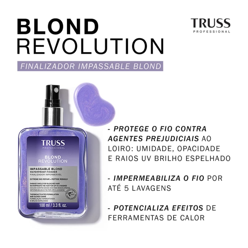 Finalizador Truss Blond Revolution 100ml: Proteção Térmica, Brilho Espelhado para Loiros