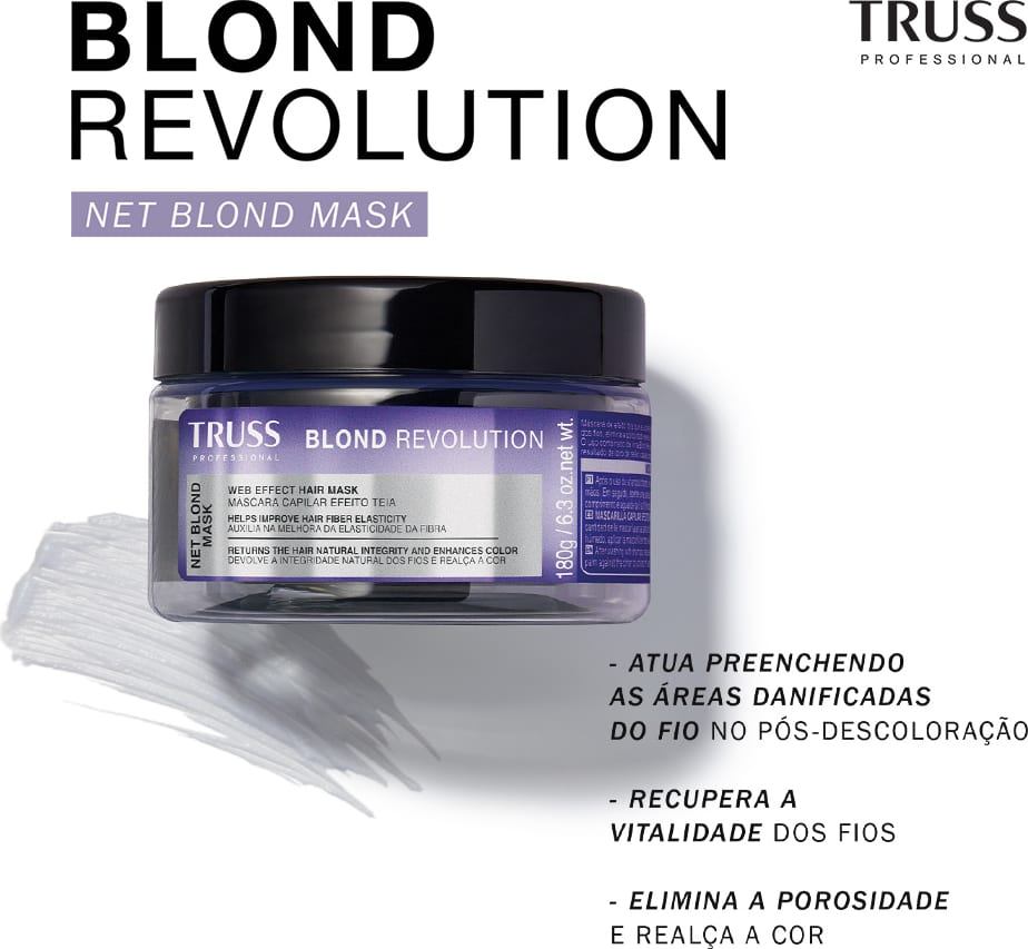 Máscara Capilar TRUSS Net Blond Revolution Efeito Teia para Loiros Reconstrução 180g